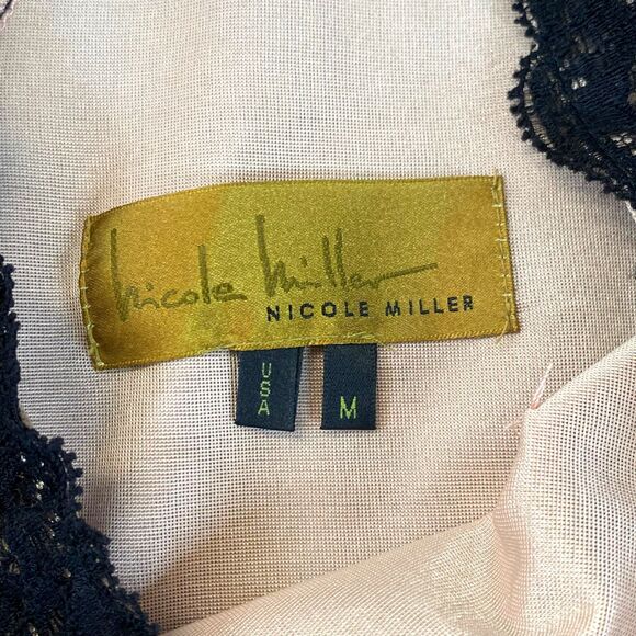 Nicole Miller Lace Sheath Dress Size M Black Beige Lining Stretch NWT CE 10053 - Picture 8 of 16